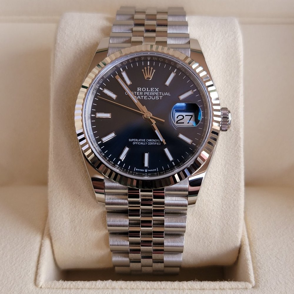 MINT 2021 ROLEX DATEJUST 36 126234 BLUE STICK DIAL
